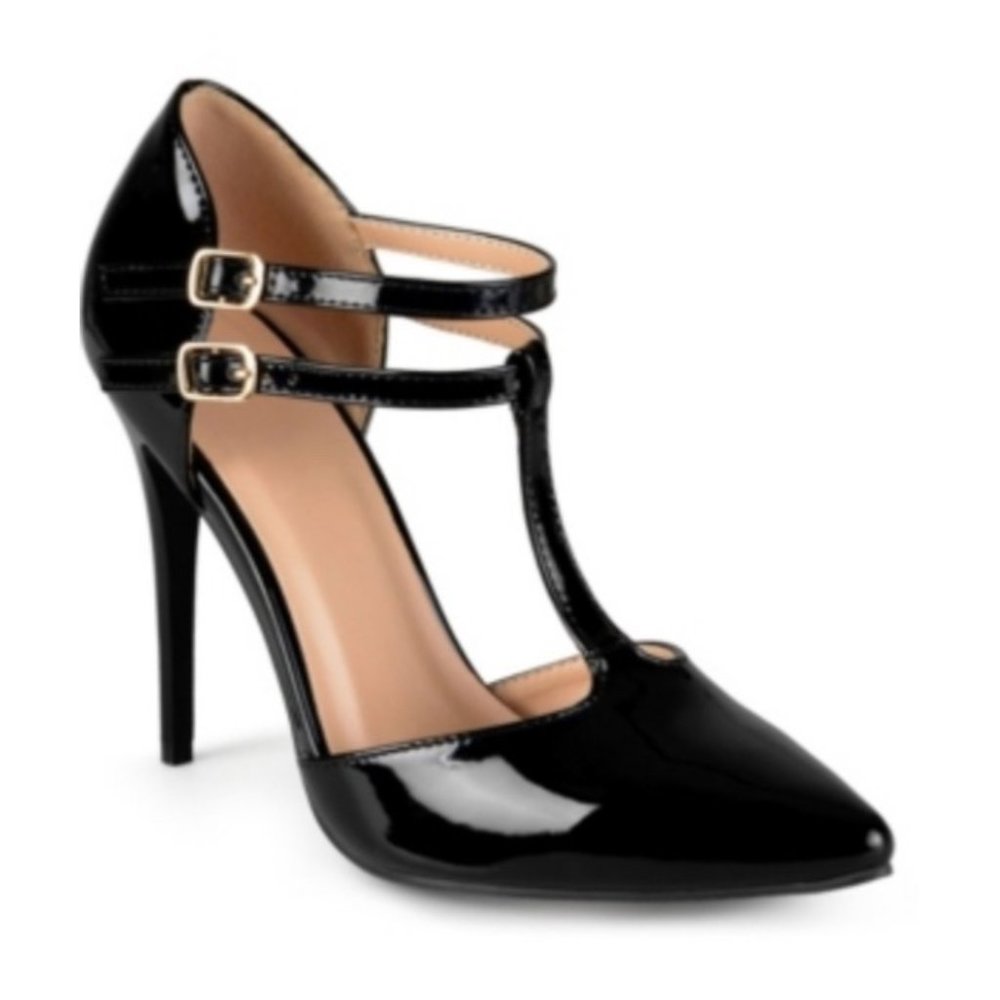 Journee Collection Black Patent Heels